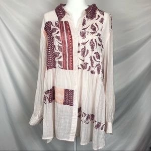 Flowy Style & Co Paisley Pink Red Long Sleeve Top